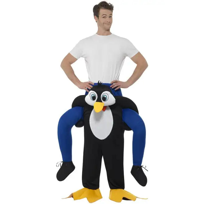 Piggyback Penguin Costume Black One Piece Suit with Mock Legs 1