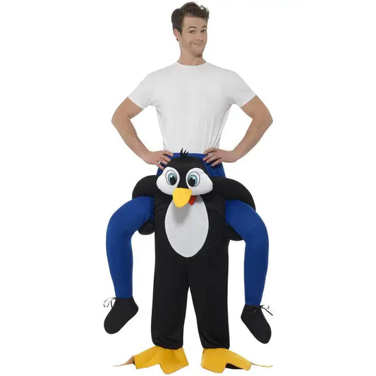 Piggyback Penguin Costume Black One Piece Suit with Mock Legs 1