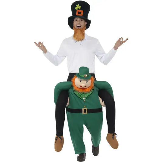 Piggyback Paddys Leprechaun Costume Green One Piece Suit with Mock Legs 1