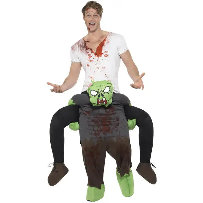 Piggyback Zombie Costume Green and Grey 1