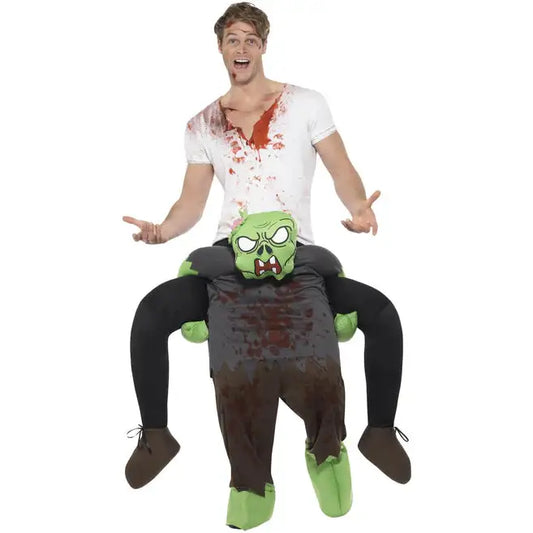 Piggyback Zombie Costume Green and Grey 1