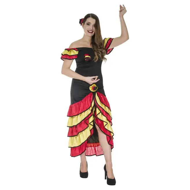 Lady Dancer Spanish Costume Adult Dress and Hairclip 1