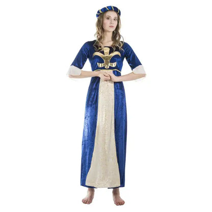 Medieval Lady Costume Blue Dress and Headpiece 1