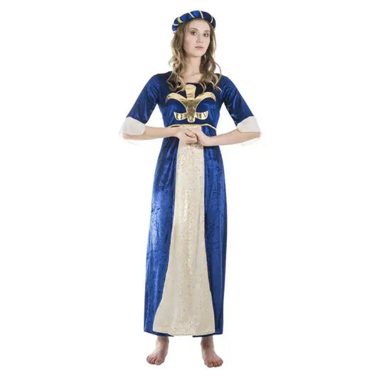 Medieval Lady Costume Blue Dress and Headpiece 1