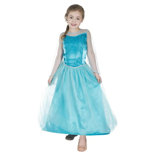 Child Ice Queen Blue Frozen Elsa Dress for Girls with Cape 1