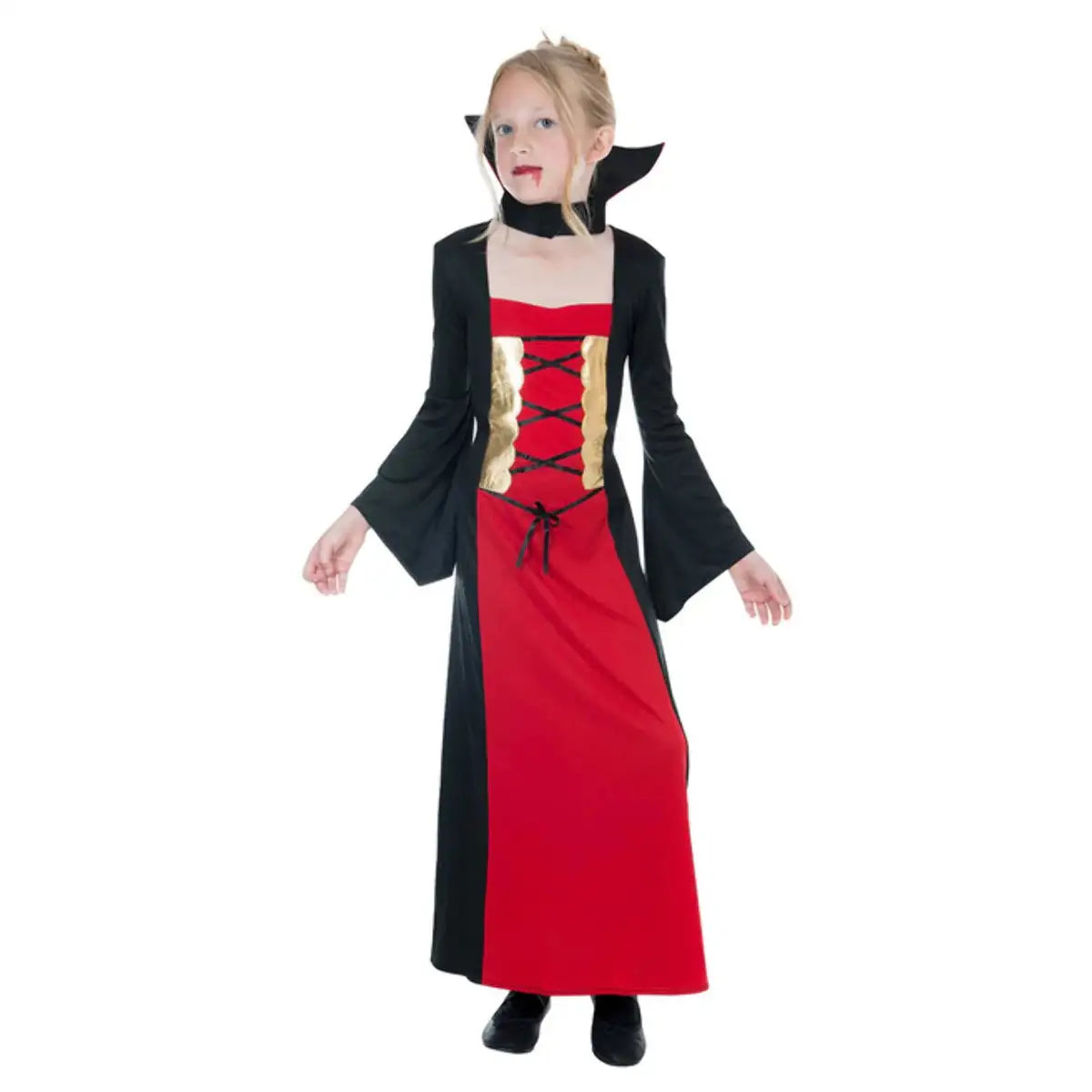 Gothic Vampiress Black and Red Dress with Collar for Girls 1