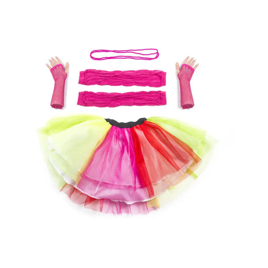 Plus Size Tutu Multi-Coloured with Necklace Legwarmers and Fishnet Gloves 1