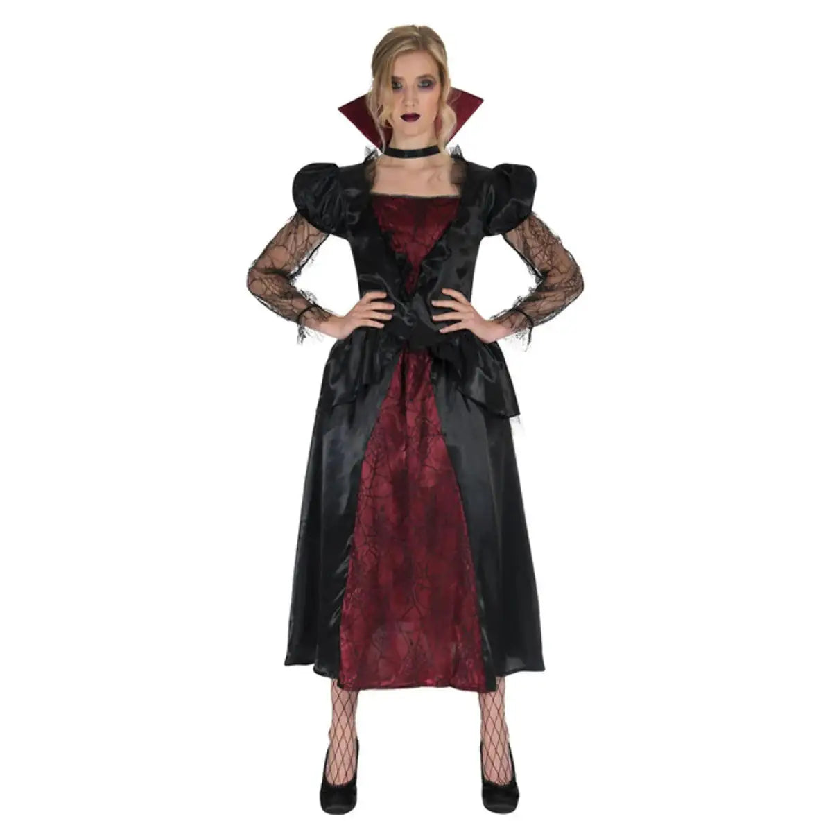 Vampire Queen Costume Red and Black Dress with Collar 1