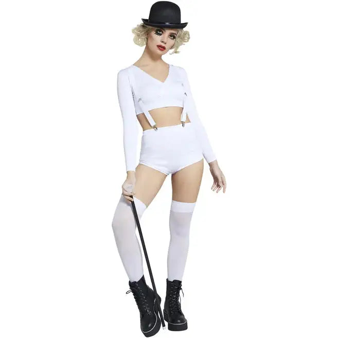 Fever Cult Classic Costume White Hot Pants Top and Braces Clockwork Orange 1