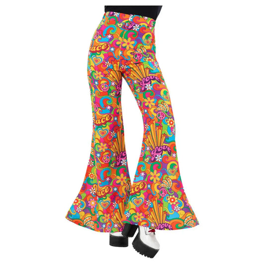 Ladies Rainbow Peace Flared Trousers 1