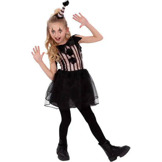 Dark Vintage Clown Costume Girls Dress and Hat 1