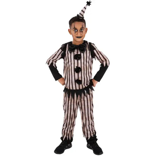 Dark Vintage Clown Costume Boys Top Trousers Hat 1