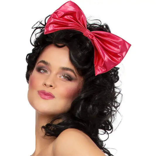 80s Metallic Pink Bow Headband 1