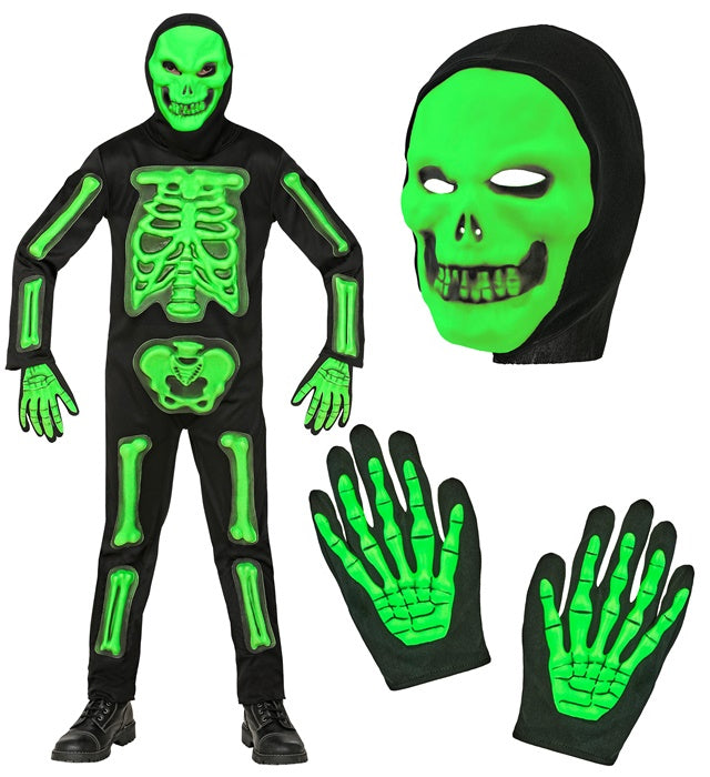 3D Skeleton  Jumpsuit, Hooded Mask, Gloves 