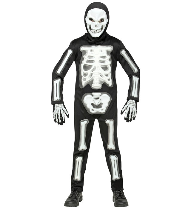 3D Skeleton  Jumpsuit, Hooded Mask, Gloves 
