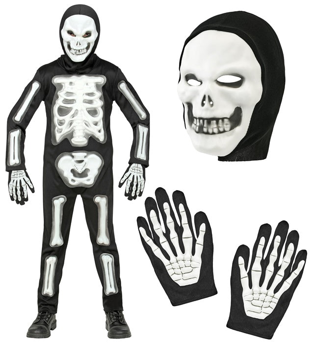 3D Skeleton  Jumpsuit, Hooded Mask, Gloves 