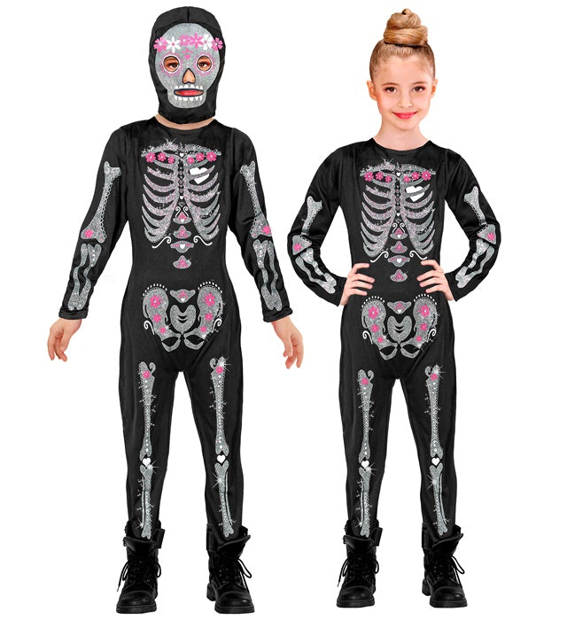 Skeleton  Jumpsuit, Hooded Mask 