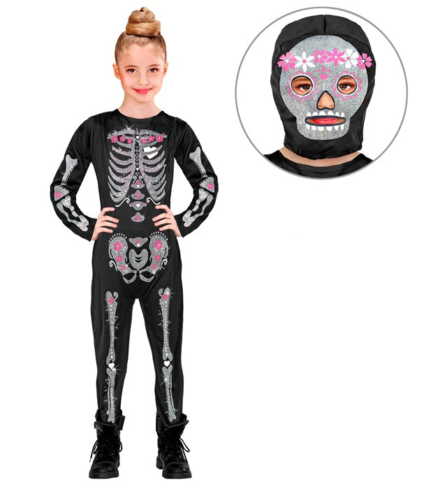  Skeleton  Jumpsuit, Hooded Mask 
