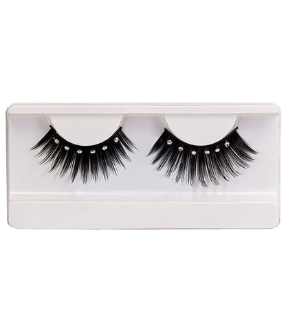 Black Spiked Eyelashes With Strass In Box With Glass Bottle Glue