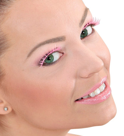Pink Spiked Eyelashes With Strass In Box With Glass Bottle Glue