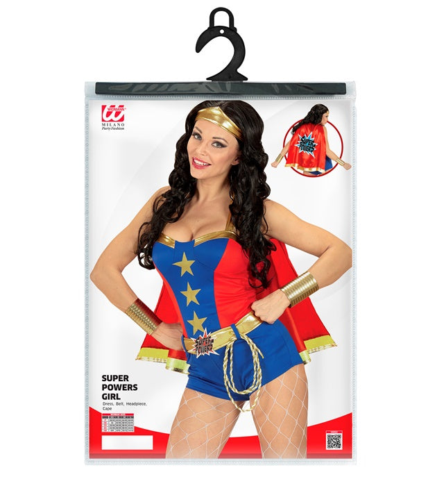 Super Powers Girl  Dress, Belt, Headpiece, Cape 