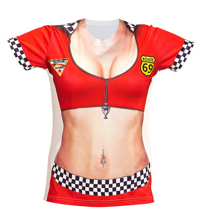 Racer Babe  Photorealistic Sublimation Printed T-Shirt 