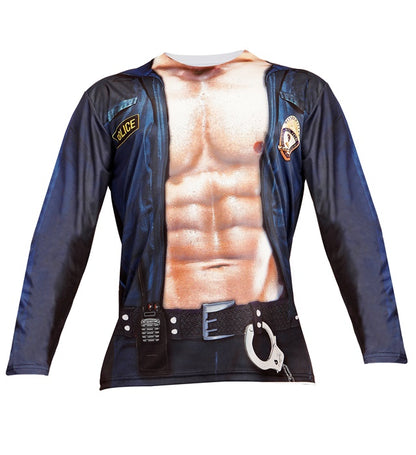 Police Officer  Photorealistic Sublimation Printed Long Sleeve T-Shirt 