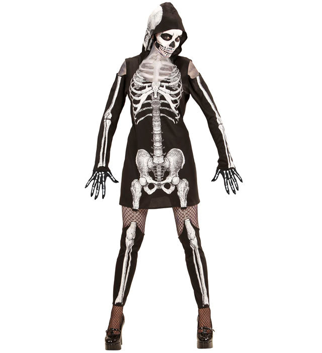 Skeleton  Hooded Dress, Thigh High Leggings 