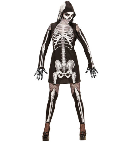 Skeleton  Hooded Dress, Thigh High Leggings 
