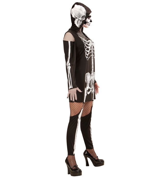 Skeleton  Hooded Dress, Thigh High Leggings 