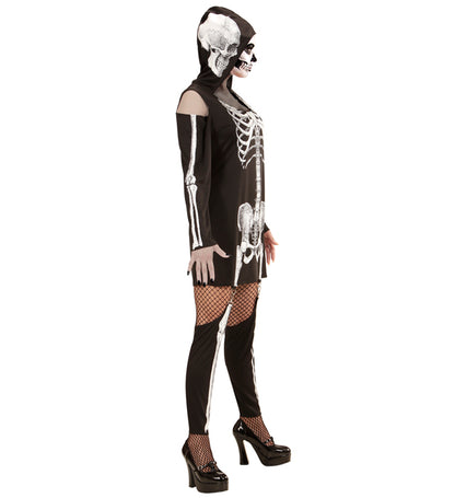 Skeleton  Hooded Dress, Thigh High Leggings 