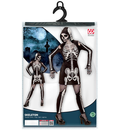 Skeleton  Hooded Dress, Thigh High Leggings 