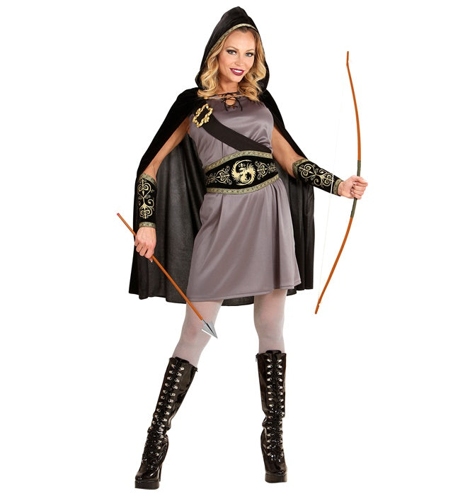 Archer  Dress, Belt, Sash With Buckle, Arm Bands, Hooded Cape 