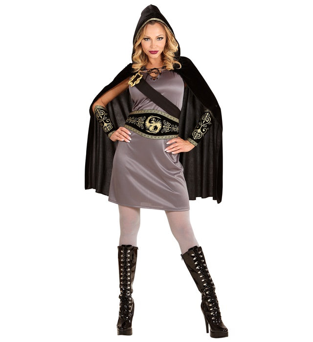 Archer  Dress, Belt, Sash With Buckle, Arm Bands, Hooded Cape 