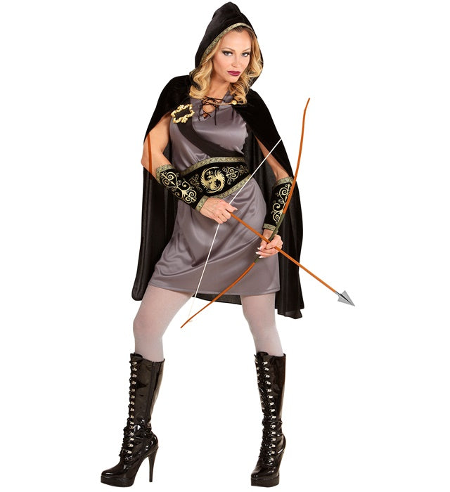 Archer  Dress, Belt, Sash With Buckle, Arm Bands, Hooded Cape 