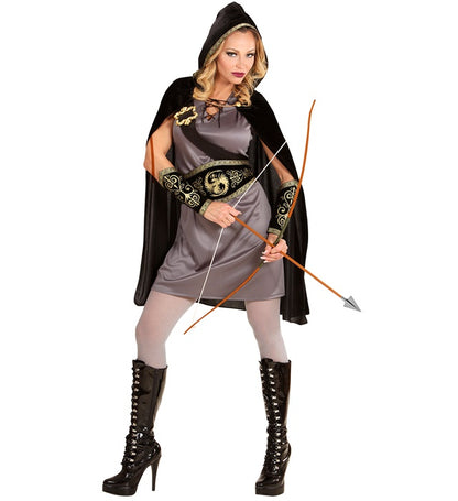 Archer  Dress, Belt, Sash With Buckle, Arm Bands, Hooded Cape 
