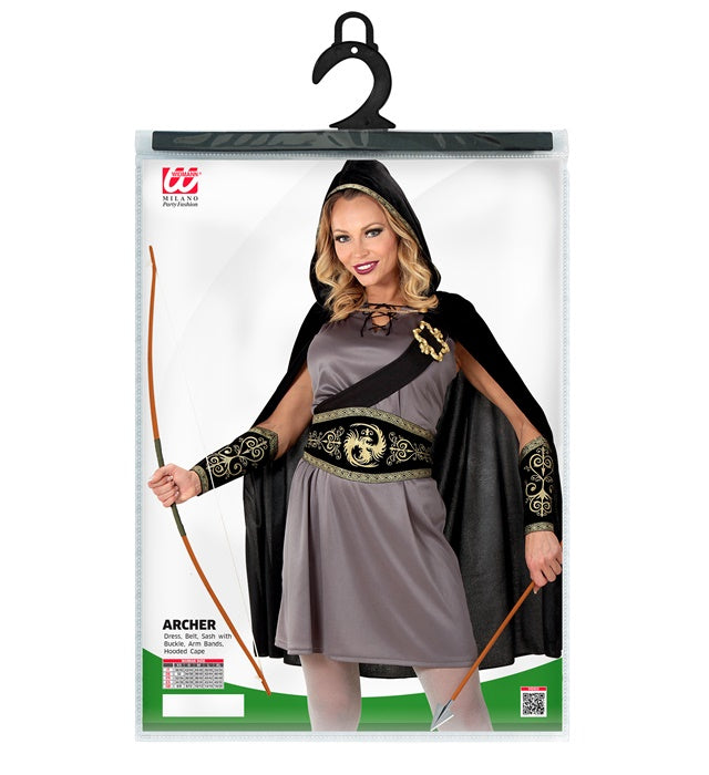 Archer  Dress, Belt, Sash With Buckle, Arm Bands, Hooded Cape 