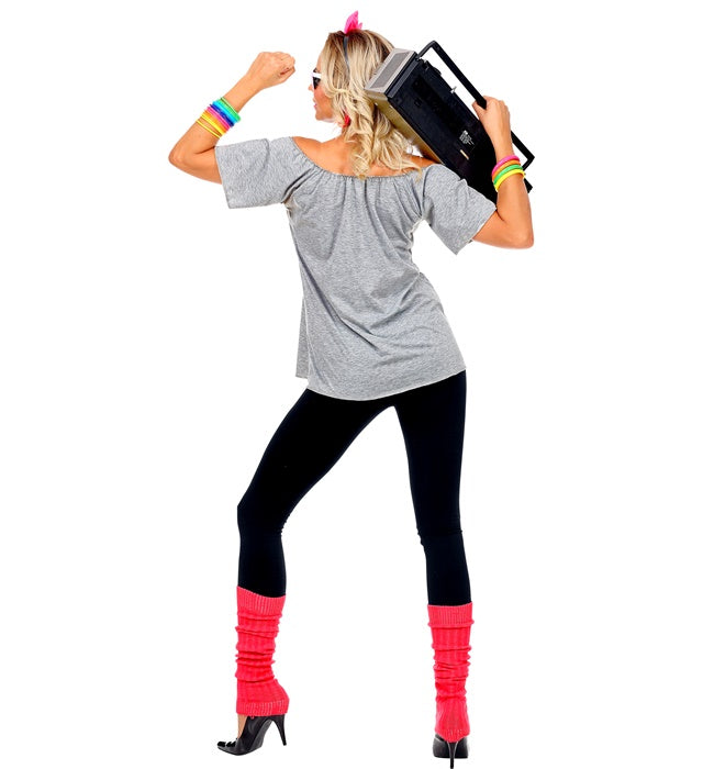 80S Beach Girl  T-Shirt, Bow Headband, Leg Warmers 