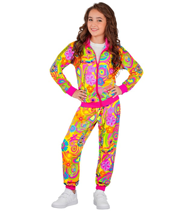 Neon Groovy Love Hippie Party Fashion Tracksuit  Jacket, Pants 