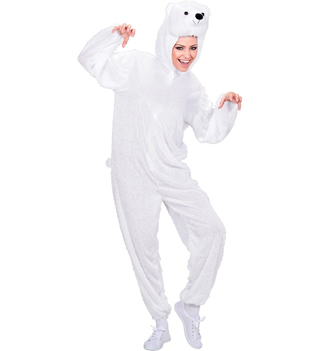 Funny Polar Bear  Hooded Jumpsuit With Mask 