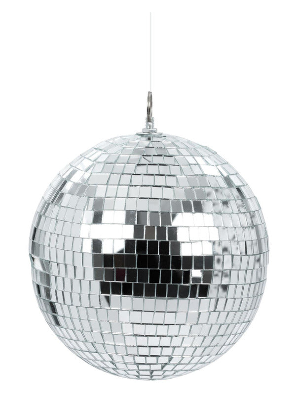 Silver Disco Ball with Hanging Ring 20cm Diameter 1