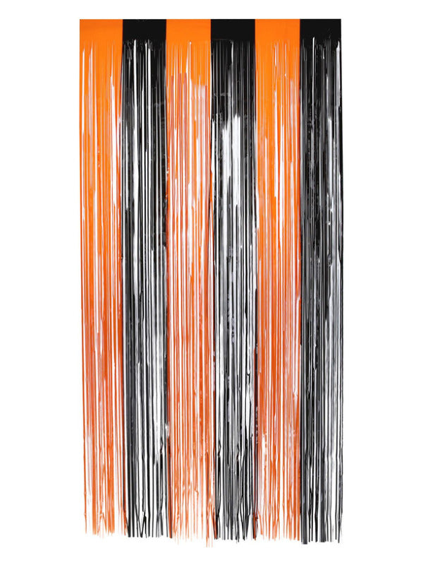 Matt Fringe Curtain Backdrop Orange and Black 91x244cm Decoration 1