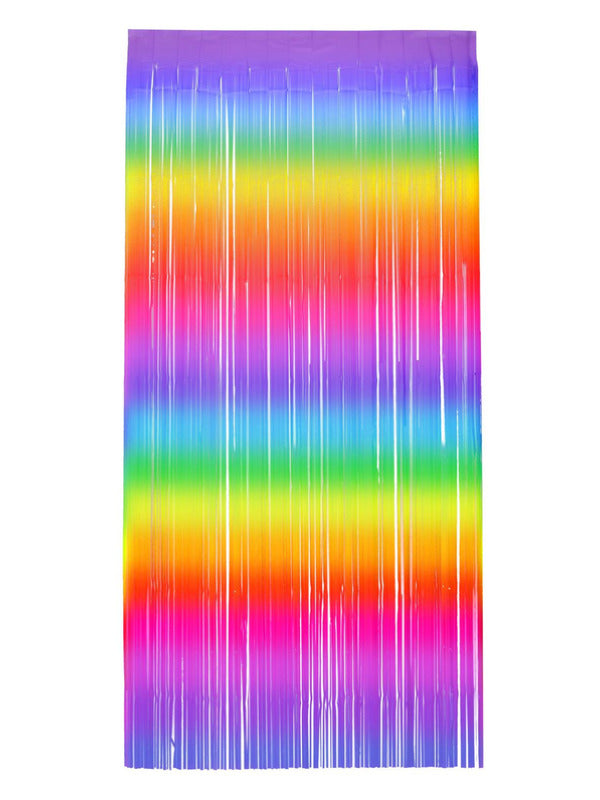 Matt Fringe Curtain Backdrop Rainbow Stripe 91 X 244cm Decoration 1