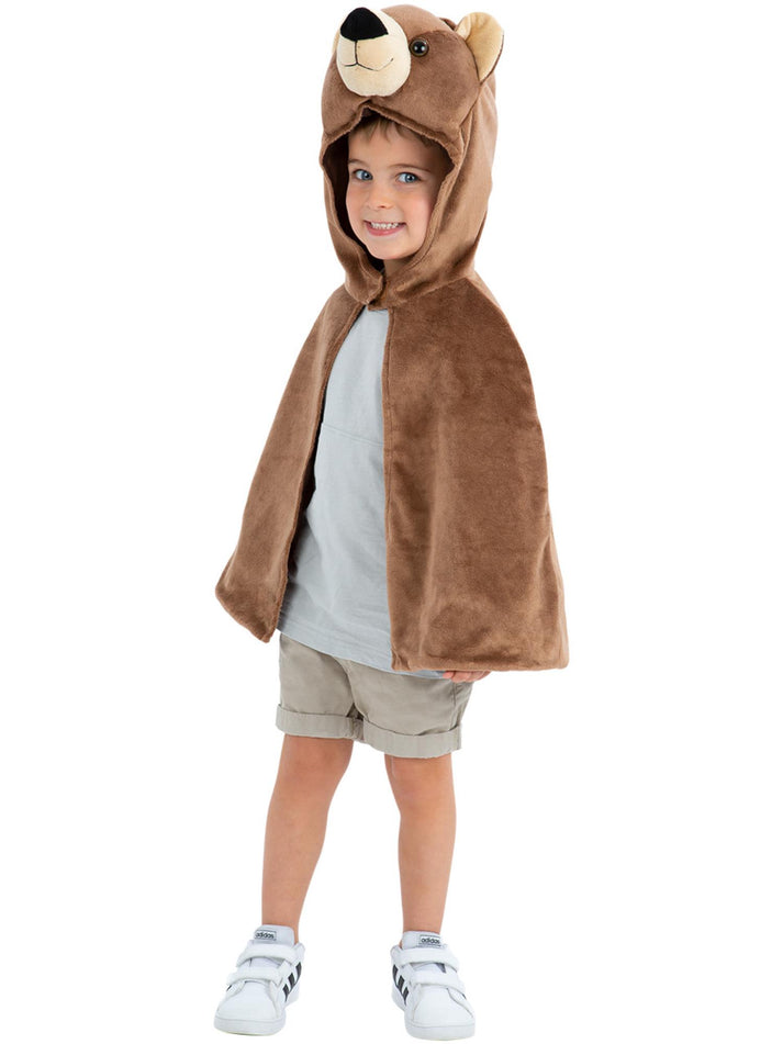 Deluxe Bear Plush Cape Kids Brown Instant Costume 2