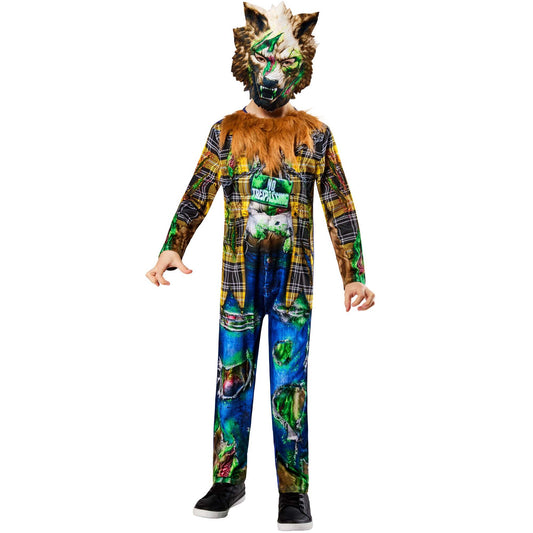 Toxic Werewolf Kids Costume Padded Faux Fur Jumpsuit with Mask 1