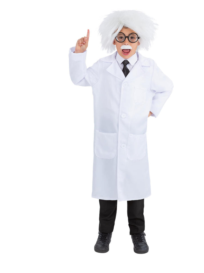 Albert Einstein Kit White Wig Black Glasses Adhesive Moustache and Black Tie 1