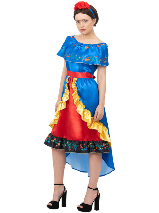 Deluxe Artist Frida Costume Ladies Adult Dress and Headband 2