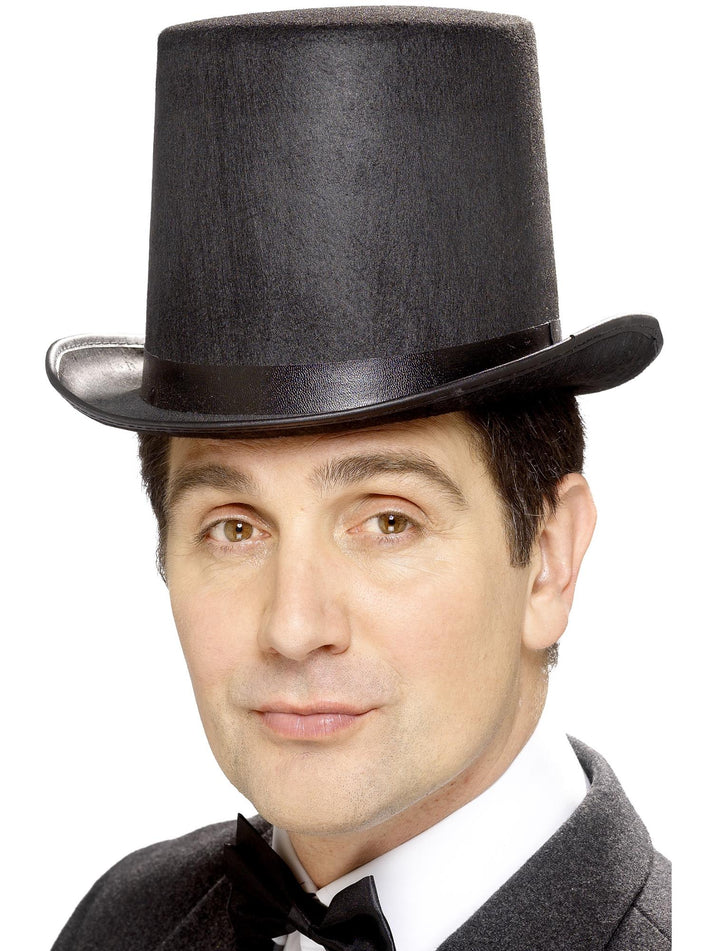 Stovepipe Topper Hat Adult Black Felt With Black Band 1