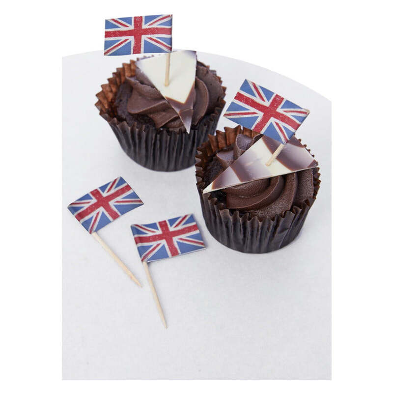 Union Jack Vintage Style Print Cupcake Toppers Paper 12 Pack 1