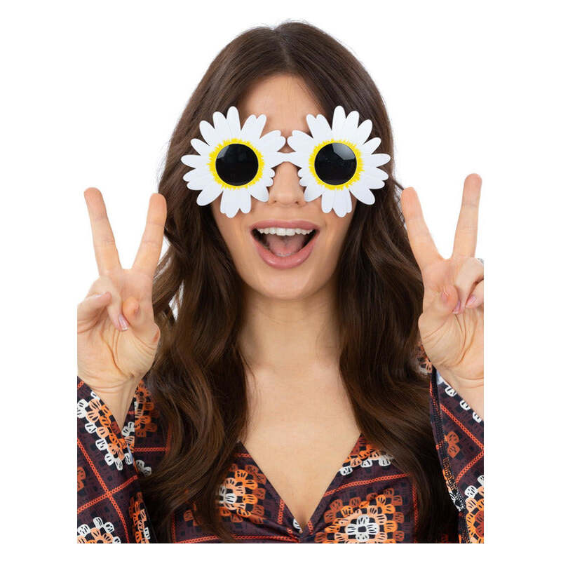 Daisy Hippie Specs White Festival Fun Glasses 1